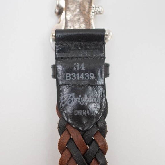 RARE Brighton Horse Head Braided Leather B31439 Equestrian Belt Size 34